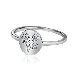 YeGieonr 925 Sterling Silber Frauen Gold Ringe Mohn Blumenring, Handgemachter Gravierte Minimalistischer Siegel Ring von YeGieonr