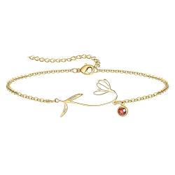 YeGieonr Armband Damen Gold, 18K Vergoldetes Edelstahl Geburtsstein Blumenarmband, Personalisiert Geburtstagsgeschenk für Frauen und Mädchen von YeGieonr