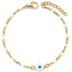 YeGieonr Gold Evil Eye Armband für Damen, 18K Vergoldetes Edelstahl Schutz Armband Fußkettchen, Personalisiert Schmuckgeschenk für Frauen und Mädchen von YeGieonr