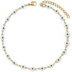 YeGieonr Gold Evil Eye Armband für Damen, 18K Vergoldetes Edelstahl Schutz Armband Fußkettchen, Personalisiert Schmuckgeschenk für Frauen und Mädchen von YeGieonr