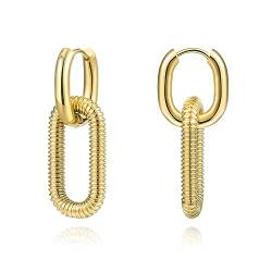 YeGieonr Gold Ohrhänger Ohrringe für Damen,Edelstahl Geometrische Huggie Perlen Tropfen Ohrringe mit Glänzendem Zirkonia,Hypoallergen Modeschmuck Geschenk für Frauen und Mädchen von YeGieonr