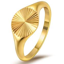 YeGieonr Gold Ring für Damen, 18K Vergoldung Edelstahl Siegelring, Modeschmuck Geschenk für Frauen und Mädchen von YeGieonr
