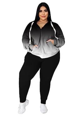 YeGine Zweiteilige Damen-Outfits, Sweatsuits, lässig, langärmelig, mit Taschen, 6 - schwarzer Farbverlauf, 4XL Mehr von YeGine