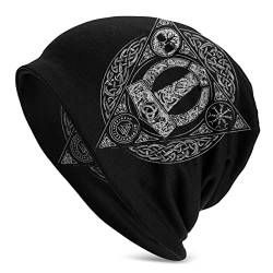 Print Hat Wikinger-Stil Beanie Strickmütze Wikinger Vegvisir Kompass Herren Damen Strickmütze Winter Warme Mütze Beanie Mütze Nordisches Geschenk, Wikinger Stil Heidnisches Amulett Winddichter Fischer von YeSbTx