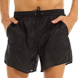 Yeahdor Herren Badeshorts Kurze Hose Boxershorts mit Kordelzug Atmungsaktive Bikini Slip Badehose Unterwäsche Schwimmen Surfen B Schwarz B 3XL von Yeahdor