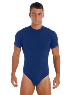 Yeahdor Herren Body Einteiler Overall Kurzarm Bodysuit Sportbody Unterhemd mit Knöpfen Sport Shirt Unterwäsche Clubwear C Blau L von Yeahdor