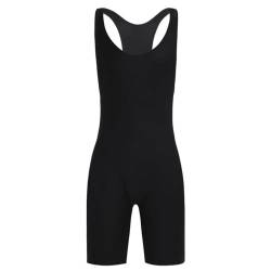 Yeahdor Herren Sportbody Einteiler Kurz Wrestling Singlet Body Gymnastikanzug Badeanzug mit Bein Schwimmen Training B Schwarz L von Yeahdor