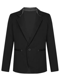 Yeahdor Kinder Jungen Blazer Jacke Langarm Gentleman Mantel AnzugjackeSmoking Anzug Sakko Hochzeit Geburtstag Party Festzug A Schwarz 158-164 von Yeahdor