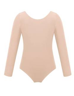 Yeahdor Kinder Mädchen Turnanzug Langarm Ballett Trikot Tanzbody Gymnastikbody Wettkampf Training Ballettkleidung A Aprikose 116 von Yeahdor