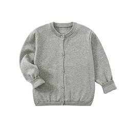 Yealoo Mädchen Strickjacke Schuluniform Baumwolle Jacke Jäckchen für Kinder Mädchen Rundhals Langarm Pullover mit Knöpfen von Yealoo