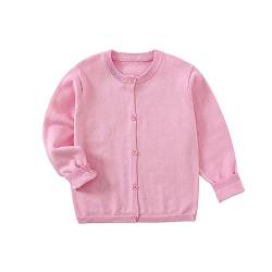 Yealoo Mädchen Strickjacke Schuluniform Baumwolle Jacke Jäckchen für Kinder Mädchen Rundhals Langarm Pullover mit Knöpfen von Yealoo