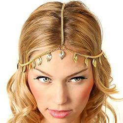 Yean Haarschmuck Kopfkette mit Blättern Anhänger für Frauen und Mädchen von Yean