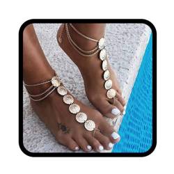 Yean Vintage Totem Fußkettchen Sun Flower Knöchel Armband Strand Gold Schmuck für Frauen und Mädchen 1 Pcs von Yean