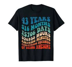 43 Jahre, 43. Geburtstag, cooler Vintage-Retro, 516 Monate T-Shirt von Year Month Days Birthday Designs