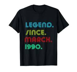 34 Years Old Legend Since March 1990 34th Birthday T-Shirt von Years Old Legend Birthday For Men Women