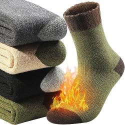 Yeblues Warme Socken Herren,4 Paar Winter Dicke Thermosocken Herren,Atmungsaktiv Winter Thermo Männer Warm Merino Wollsocken für Outdoor Wandern Lauf Skisocken von Yeblues