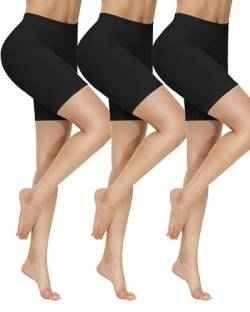 Yeblues Damen Shorts Radlerhose Kurze, 3er Pack Anti Scheuern Unterhose für unter Kleider, Nahtlos Hohe Taille Frauen Panties Hotpants Damenunterhosen Unterwäsche Boxershorts für Yoga Fitness BM von Yeblues