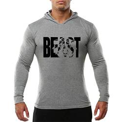 YeeHoo Beast Herren Fitness Pullover Kapuzenpullover Hoodie Langarm Sweatshirt Slim Fit von YeeHoo