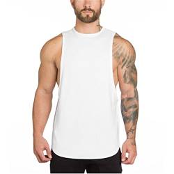 YeeHoo Herren Fitnessstudio Trägershirt Cut Off Tank Top Bodybuilding Stringer Unterhemd Muskel Gym saugfähige Weste Baumwolle von YeeHoo