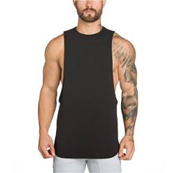 YeeHoo Herren Fitnessstudio Trägershirt Cut Off Tank Top Bodybuilding Stringer Unterhemd Muskel Gym saugfähige Weste Baumwolle von YeeHoo