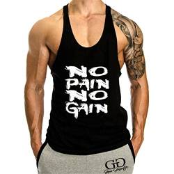 YeeHoo Herren Tank Top Muscleshirt Unterhemd NO Pain NO GAIN für Gym Fitness & Bodybuilding Trägershirt von YeeHoo