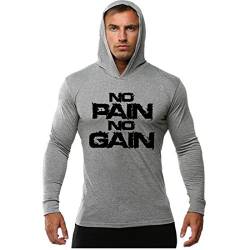 YeeHoo NO Pain NO GAIN Herren Fitness Pullover Kapuzenpullover Hoodie Langarm Sweatshirt von YeeHoo