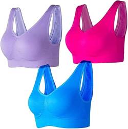 Yeehliny 3er Pack Sport BH Bustier Nahtlos, Seamless Ohne Bügel Bustiers für Damen, Bralette Ohne Bügel, Komfort BH große größen, Damen Bequem BH, Klassische Frauen Bustier von Yeehliny