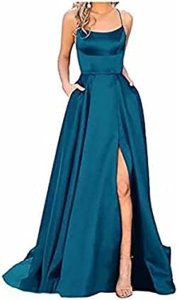 Yeehliny Abendkleider für Damen Ballkleider Damen Spaghettiträger Rückenfreies Schulterfrei Kleider Elegant Hochzeit A-Linie Cocktailkleid Brautkleid Festkleider Maxikleid mit Schlitz von Yeehliny