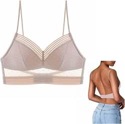 Yeehliny BHS für Rückenfreie Kleider Schöner Backless Bra Eleganter U-förmiger Rücken Comfort Lift-BH mit Niedrigem Rücken Spitze BH Für Yoga/Fitness/Laufen/Bewegung von Yeehliny