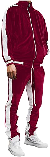 Yeehliny Herren Trainingsanzug Mode Velours Jogginganzug Hausanzug Sportanzug Tracksuit Freizeitanzug Sport Freizeit Pullover Hose Zweiteiler Set mit Taschen von Yeehliny