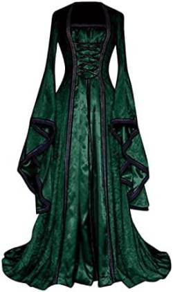 Yeehliny Mittelalter Kleidung Damen Renaissance Kleid Mittelalterkleid Viktorianisch Steampunk Halloween Cosplay Kostüm Fasching Karneval Mittelalter Kleid Gothic Retro Kleid von Yeehliny