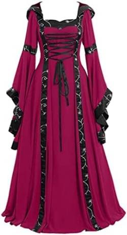 Yeehliny Mittelalter Kleidung Damen Renaissance Kleid Mittelalterkleid Viktorianisch Steampunk Halloween Cosplay Kostüm Fasching Karneval Mittelalter Kleid Gothic Retro Kleid von Yeehliny
