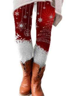 Yeehliny Strumpfhose Damen Winter Weihnachten Muster Thermo Leggings Weihnachtsleggins Thermoleggings Winterleggins Winterhose Freizeithosen von Yeehliny