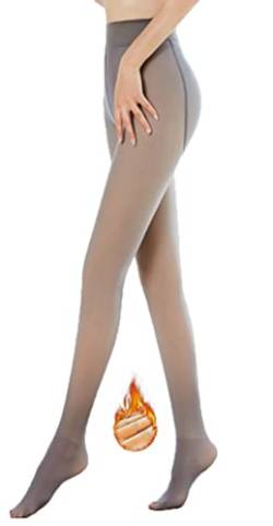 Yeeteepot Damen Strumpfhosen Warm Fleece Pantyhose Perfekt Beine Abnehmen Plüschstrümpfe Gefälschte Durchscheinend Pantyhose Thermo Verdickte Leggings (Grau-320g) von Yeeteepot