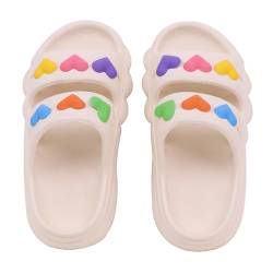 Yeeteepot Kinder Badelatschen Sommer Hausschuhe Mädchen Damen Weiche Badeschlappen Cozy Slides Schlappen Pantoletten Rutschfeste Strand Sandalen Weiß 32/33 EU von Yeeteepot