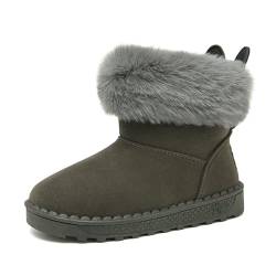 Yeeteepot Mädchen Warm Gefütterte Schneestiefel Kinder Plüsch Winterstiefel Winterschuhe Kurzschaft Stiefel Stiefeletten, B-Grau 26 EU = 27 CN von Yeeteepot