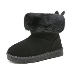 Yeeteepot Mädchen Warm Gefütterte Schneestiefel Kinder Plüsch Winterstiefel Winterschuhe Kurzschaft Stiefel Stiefeletten, B-Schwarz 30 EU = 31 CN von Yeeteepot