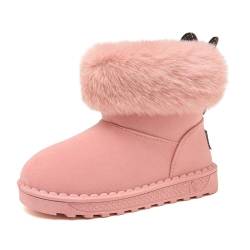 Yeeteepot Mädchen Warm Gefütterte Schneestiefel Kinder Plüsch Winterstiefel Winterschuhe Rutschfeste Kleinkindschuhe Weichsohlen Kurzschaft Stiefel Stiefeletten, B-Rosa 24 EU = 25 CN von Yeeteepot