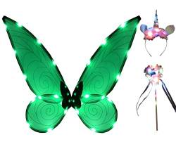 Yeeteesy Feenflügel Leuchtende Schmetterlingsflügel Prinzessinnenflügel Damen Mädchen Flügel Kostüm Wings Cosplay für Weihnachts Geburtstags Party von Yeeteesy