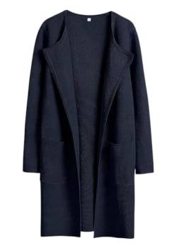 Yegirlzs Damen Mantel Lang Wintermantel Parka Warm Business Trenchcoat Winter Jacke Mantel Wollmantel Revers Windjacke Cardigans Overcoat Damenmantel C Dunkelblau M von Yegirlzs