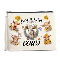 Kuh Geschenke für Kuhliebhaber Mädchen – Kuh-Liebhaber Geschenke für Frauen – Kuh-Liebhaber Geschenke Make-up-Tasche für Mädchen, Tochter, Enkelin, Schwester, Freunde – Just a Girl Who Loves Cows von YeleY