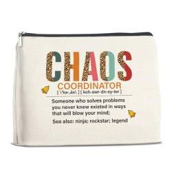 YeleY Chaos Koordinator Geschenk Make-up-Tasche, Dankeschön-Geschenke für Kollegen, Chef, Lady, Manager, Mentor, Supervisor, Kollegen, Ruhestand, Geschenk, Kosmetiktasche, Mehrfarbig von YeleY