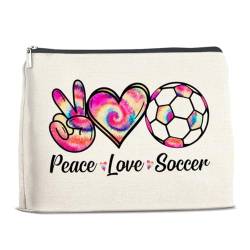 YeleY Fußball-Geschenke für Frauen und Mädchen, Fußballliebhaber, Geschenke, Make-up-Tasche, Fußballgeschenke für Fußballspieler, Team-Fans, Geschenk für Fußballliebhaber, Kosmetiktasche, Mehrfarbig von YeleY