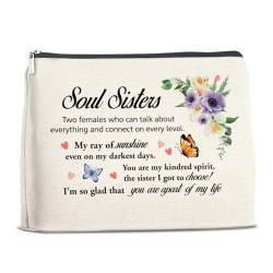 YeleY Gifts for Soul Sister – Bestie Gifts for Women – Soul Sister Gift Ideas – Soul Sister Makeup Bag – Soul Sister Cosmetic Bag Makeup Zipper Pouch, Mehrfarbig von YeleY