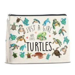 YeleY Sea Turtle Gifts for Women Girls Turtle Lovers - Turtle Gifts Ideas - Turtle Lovers Gifts Makeup Bag for Girls Teen Girl - Just a Girl Who Loves Turtles Cosmetic Bag Makeup Zipper Pouch, von YeleY