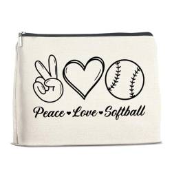 YeleY Softball-Liebhaber, Geschenke für Frauen und Mädchen, Softball-Make-up-Tasche, Geschenk für Teenager, Mädchen, Freunde, Mutter, Tochter, Schwester, Softballspieler, Geschenk, Kosmetiktasche, von YeleY