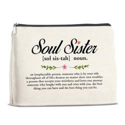 YeleY Soul Sister Geschenke für Frauen Beste Freunde – Soul Sister Make-up-Tasche – Freundschaftsgeschenke für Frauen Freunde BFF Bestie – Soul Sister Definition Kosmetiktasche Make-up von YeleY