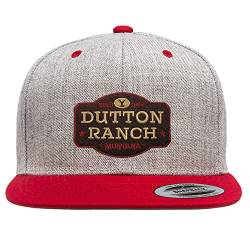 Yellowstone Offizielles Lizenzprodukt Dutton Ranch Premium Snapback Cap (Heather Gray-Rot), Einheitsgröße von Yellowstone