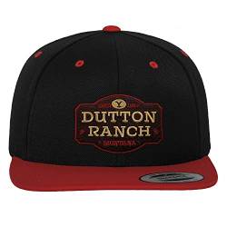 Yellowstone Offizielles Lizenzprodukt Dutton Ranch Premium Snapback Cap (Schwarz-Rot), Einheitsgröße von Yellowstone