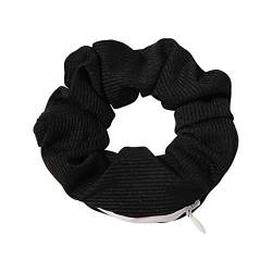 Yelschwa Großes elastisches Haarband mit Tasche, versteckt, langlebig, weich, kreativ, geeignet für den täglichen Gebrauch, Straße, Hochzeit, Party, Geschenk für Frauen und Mädchen (schwarz) von Yelschwa